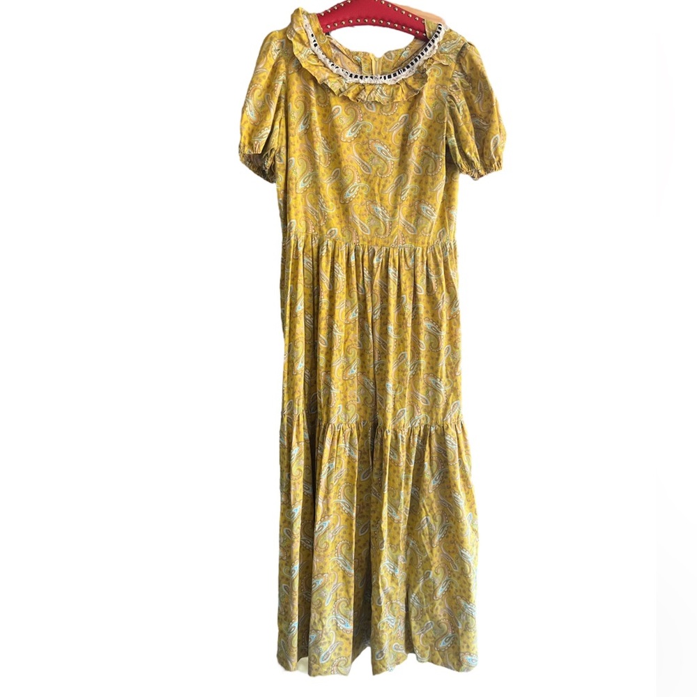 Vintage Yellow Paisley Dress